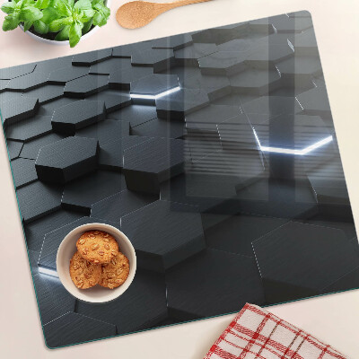 Planche à découper en verre Motif hexagonal avec effet 3D
