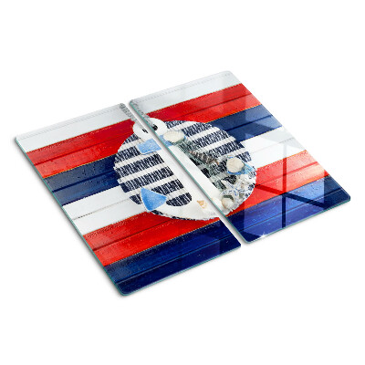Planche à découper en verre Ancre sur fond rayé
