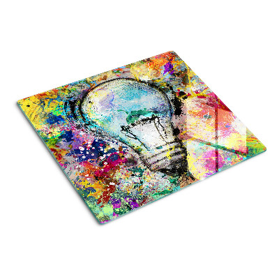 Planche à découper en verre Ampoule sur fond coloré