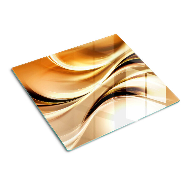 Planche à découper verre Vagues abstraites dans des tons dorés