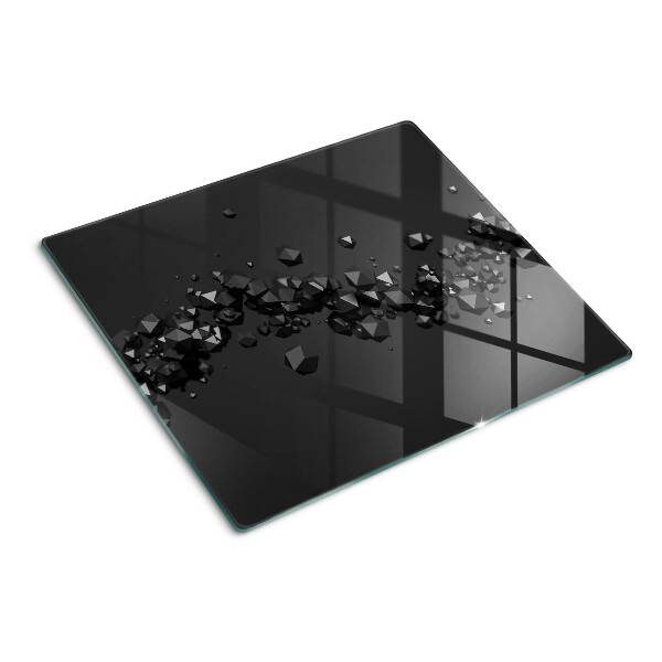 Planche à découper en verre Cristaux noirs sur le fond