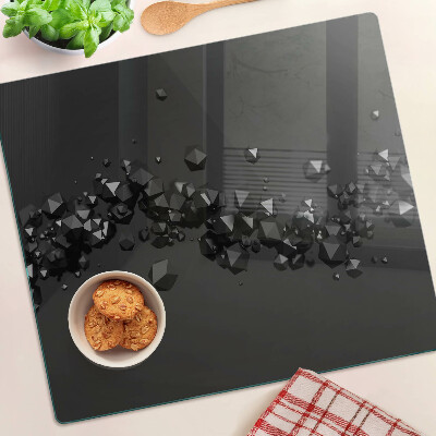 Planche à découper en verre Cristaux noirs sur le fond