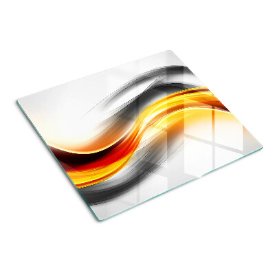 Planche à découper verre Vagues en orange et noir