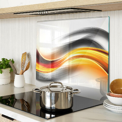 Planche à découper verre Vagues en orange et noir