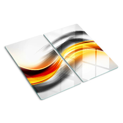 Planche à découper verre Vagues en orange et noir