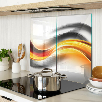 Planche à découper verre Vagues en orange et noir