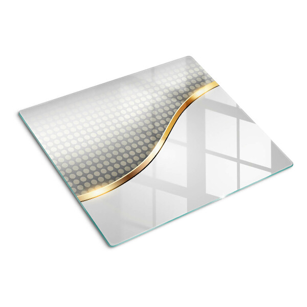 Planche à découper en verre Vague dorée sur fond de points