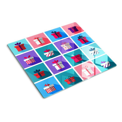 Planche à découper verre Motifs cadeaux de différentes couleurs