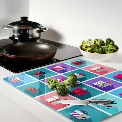 Planche à découper verre Motifs cadeaux de différentes couleurs