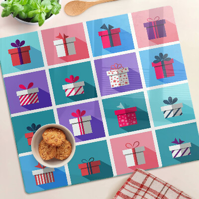 Planche à découper verre Motifs cadeaux de différentes couleurs