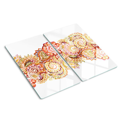 Planche à découper verre Motif cachemire dans les tons de rouge et d'or