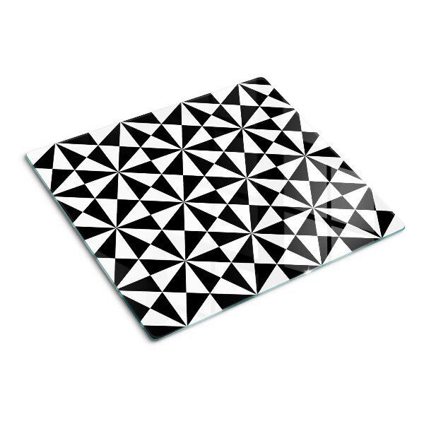 Planche à découper en verre Triangles géométriques en noir et blanc