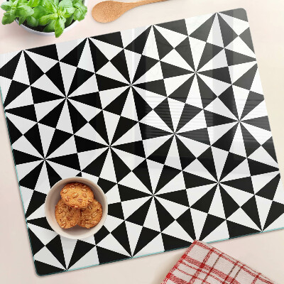 Planche à découper en verre Triangles géométriques en noir et blanc