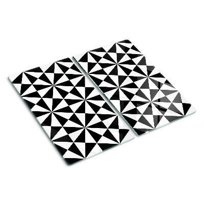 Planche à découper en verre Triangles géométriques en noir et blanc