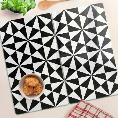 Planche à découper en verre Triangles géométriques en noir et blanc