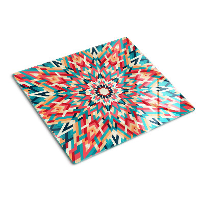 Planche à découper verre Mandala multicolore
