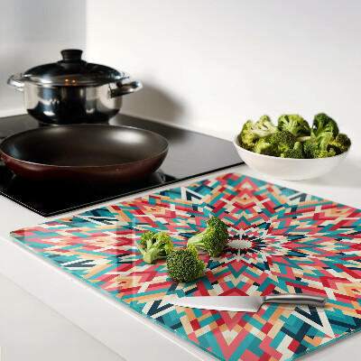 Planche à découper verre Mandala multicolore