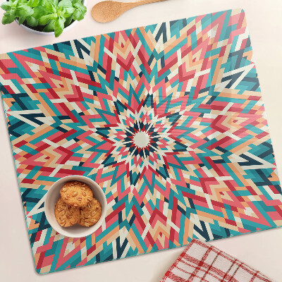 Planche à découper verre Mandala multicolore