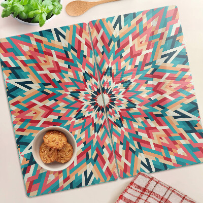 Planche à découper verre Mandala multicolore