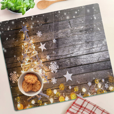 Planche à découper verre Sapin de Noël avec décorations