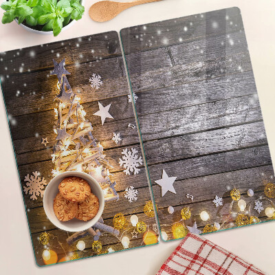 Planche à découper verre Sapin de Noël avec décorations