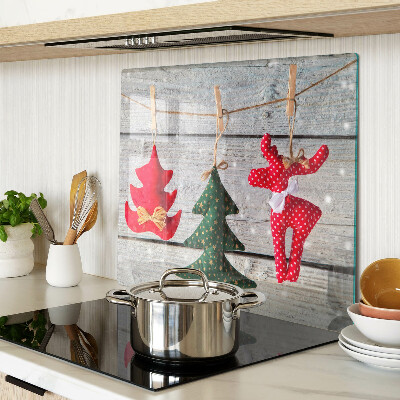 Planche à découper verre Décorations de Noël sur fond de bois