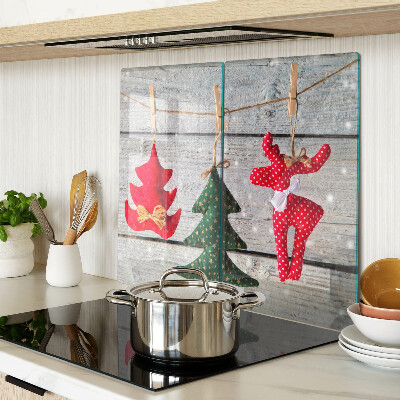 Planche à découper verre Décorations de Noël sur fond de bois