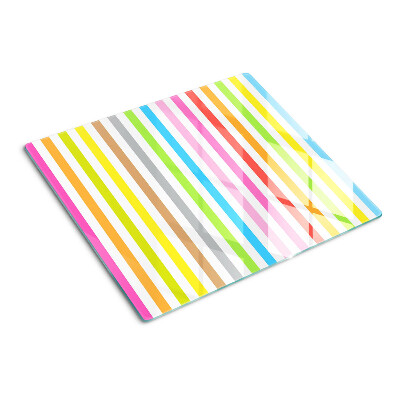 Planche à découper en verre Rayures aux couleurs de l'arc-en-ciel