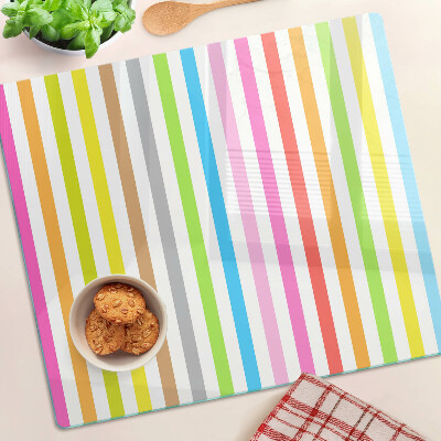 Planche à découper en verre Rayures aux couleurs de l'arc-en-ciel