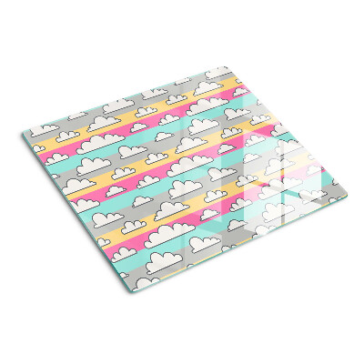 Planche à découper verre Nuages sur fond pastel