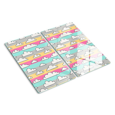 Planche à découper verre Nuages sur fond pastel