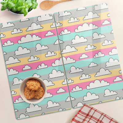 Planche à découper verre Nuages sur fond pastel