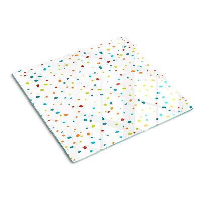 Planche à découper verre Points colorés sur fond blanc
