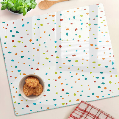 Planche à découper verre Points colorés sur fond blanc