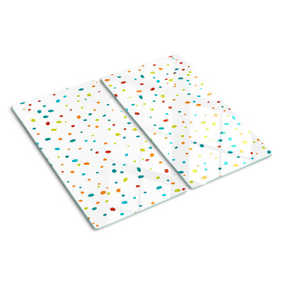 Planche à découper verre Points colorés sur fond blanc