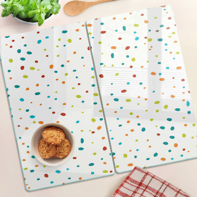 Planche à découper verre Points colorés sur fond blanc
