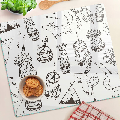 Planche à découper verre Motif ethnique avec des animaux