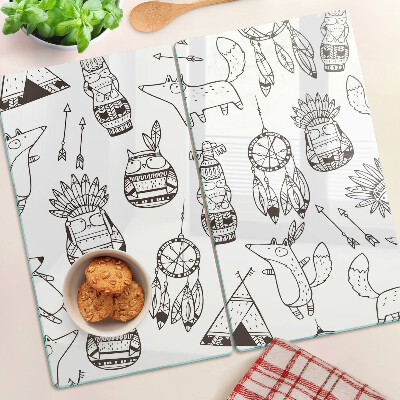 Planche à découper verre Motif ethnique avec des animaux