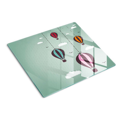 Planche à découper en verre montgolfières
