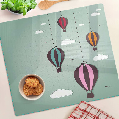 Planche à découper en verre montgolfières