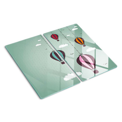 Planche à découper en verre montgolfières