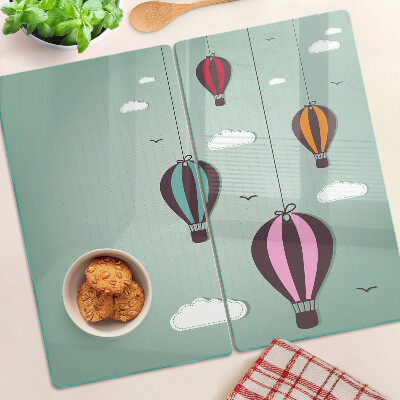 Planche à découper en verre montgolfières
