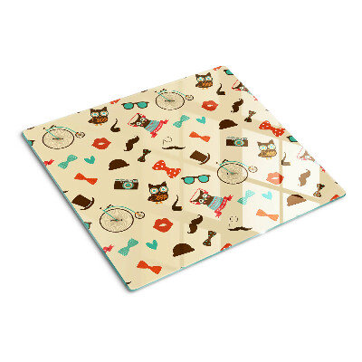 Planche à découper en verre Chatons et accessoires rétro