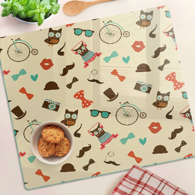 Planche à découper en verre Chatons et accessoires rétro