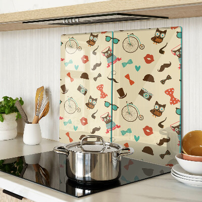 Planche à découper en verre Chatons et accessoires rétro