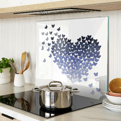 Planche à découper en verre Motif coeur avec papillons