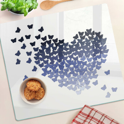 Planche à découper en verre Motif coeur avec papillons