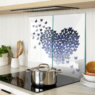 Planche à découper en verre Motif coeur avec papillons