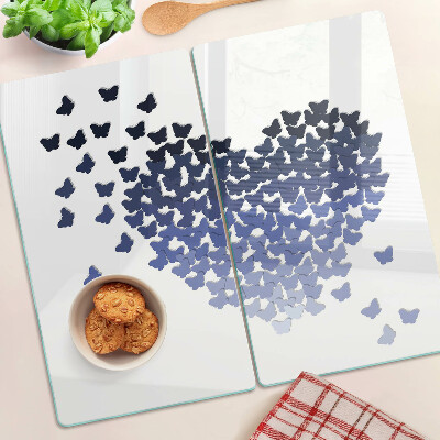 Planche à découper en verre Motif coeur avec papillons