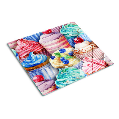 Planche à découper verre Cupcakes et pâtisseries colorées